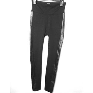 Spanx leggings with faux leather side stripe.